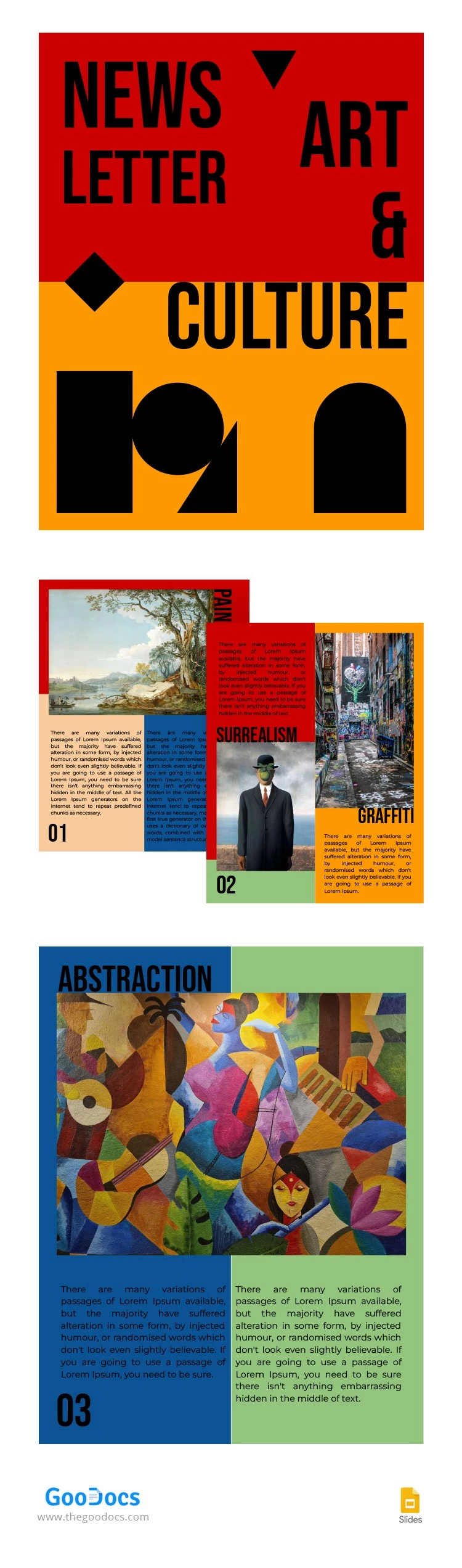 Newsletter d'Art et de Culture colorée - free Google Docs Template - 10063321