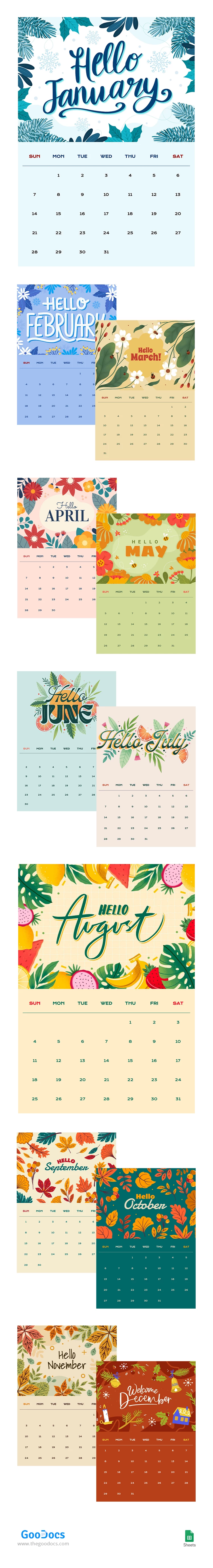 Colorful Calendar 2024 - free Google Docs Template - 10066652