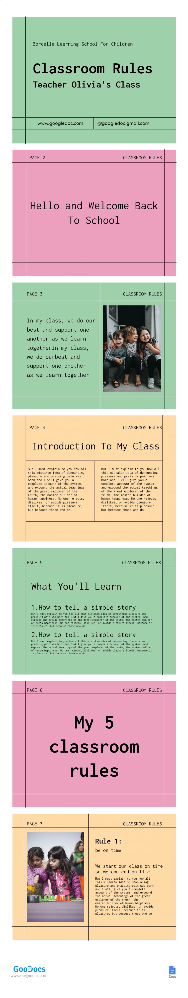 Règles colorées de la classe. - free Google Docs Template - 10064881