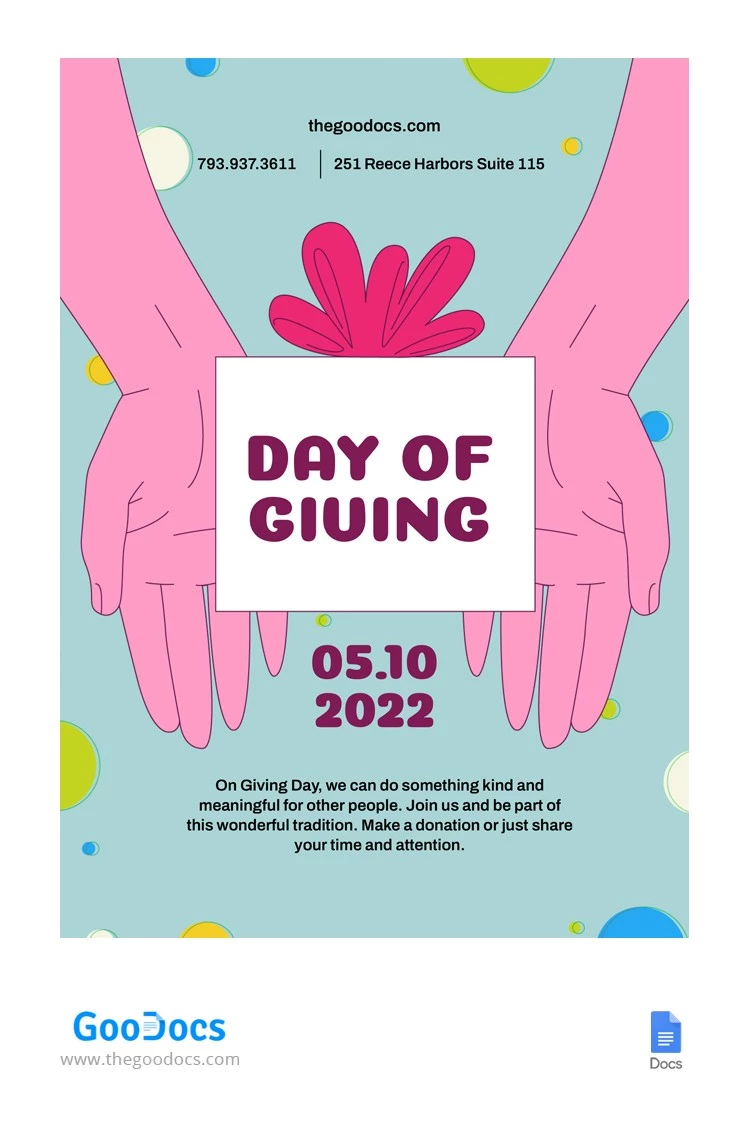 Colorful Day Of Giving Flyer - free Google Docs Template - 10065921
