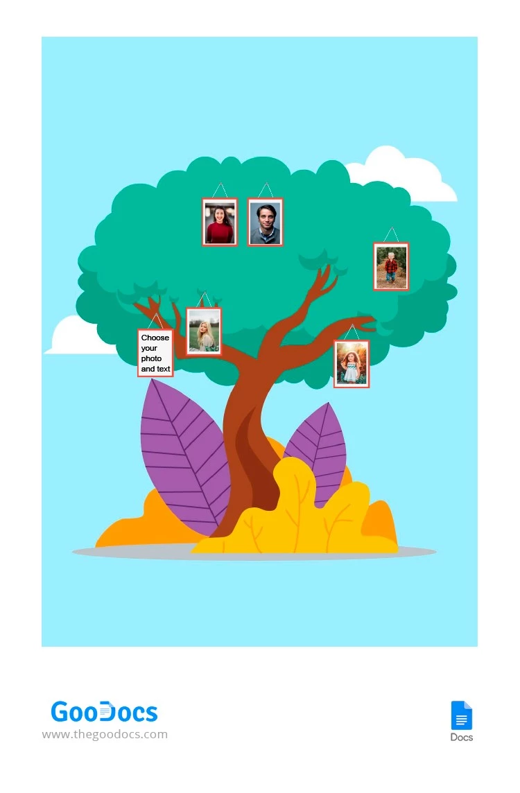 Árvore genealógica incrivelmente colorida - free Google Docs Template - 10062372
