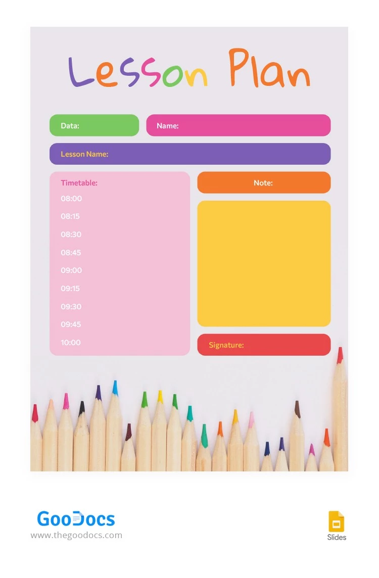 Piano di lezione colorato - free Google Docs Template - 10063247