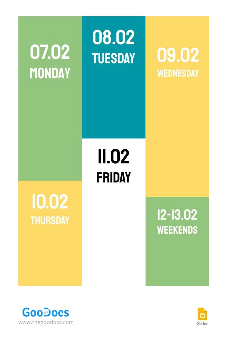 Horário semanal moderno e colorido. - free Google Docs Template - 10063424