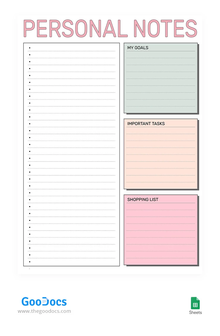 Colorful Personal Notes - free Google Docs Template - 10066447
