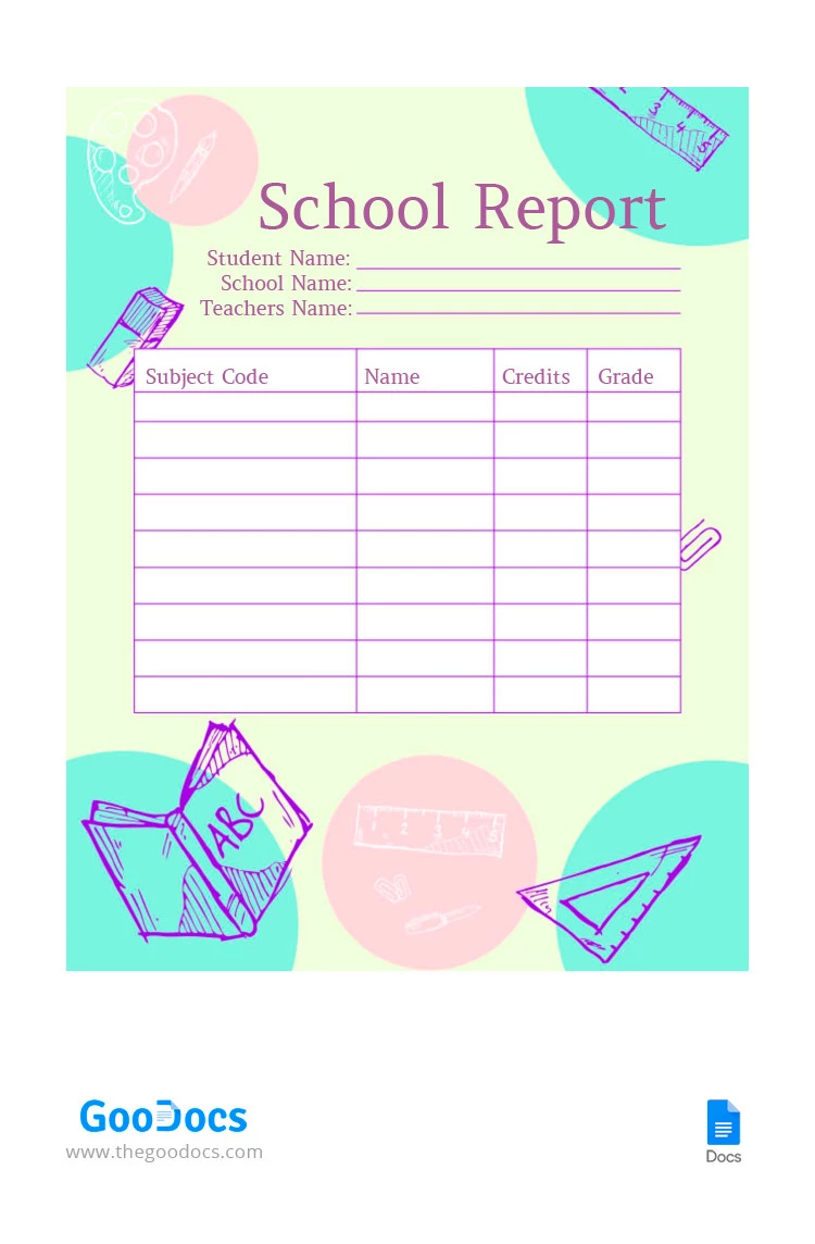 Bunter Schulbericht - free Google Docs Template - 10066455