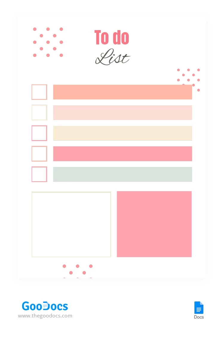 Colorful To do list - free Google Docs Template - 10062239