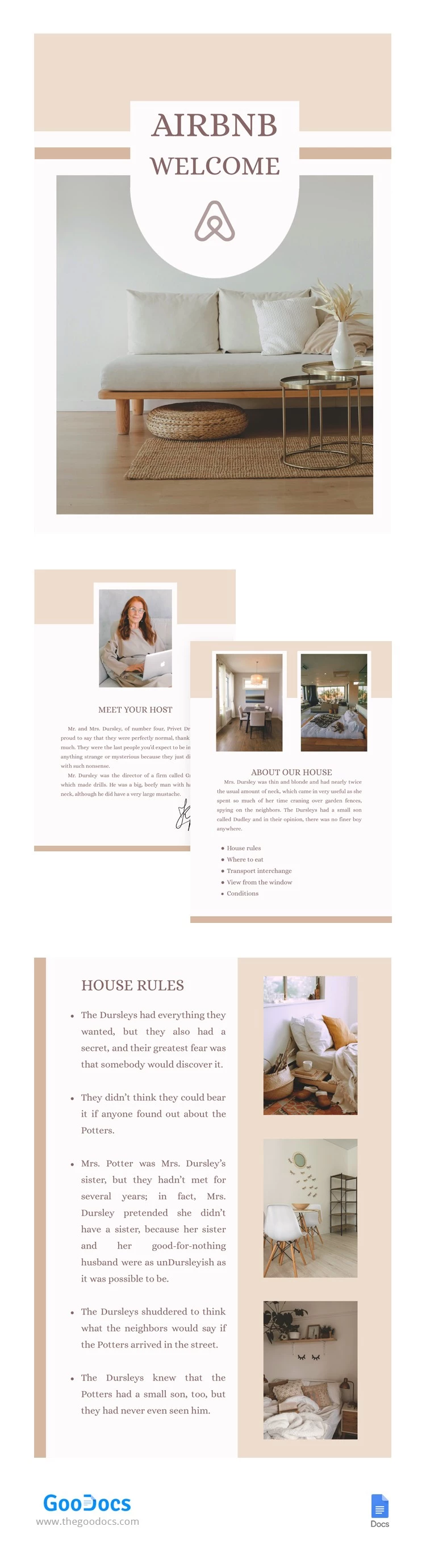 Comfortable Airbnb Welcome Book - free Google Docs Template - 10062236