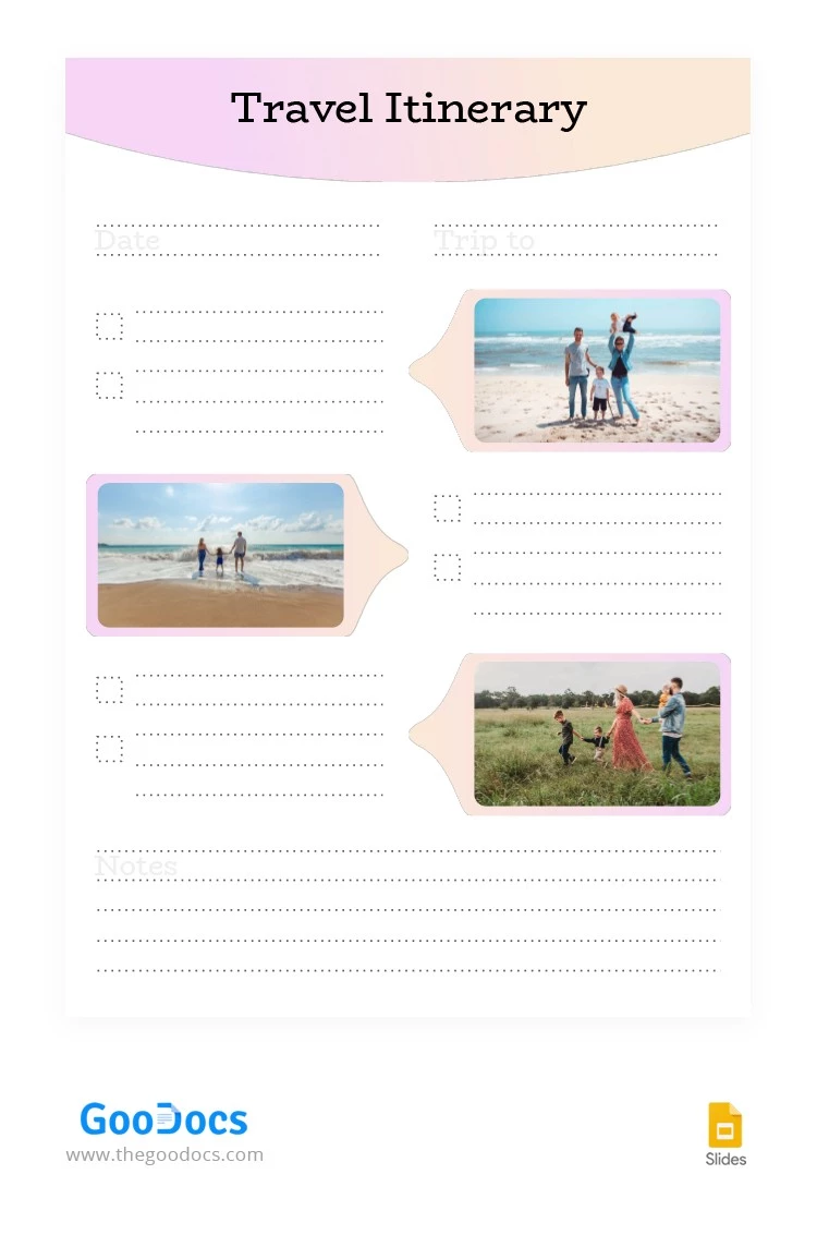 Itinerario de viaje cómodo - free Google Docs Template - 10063549