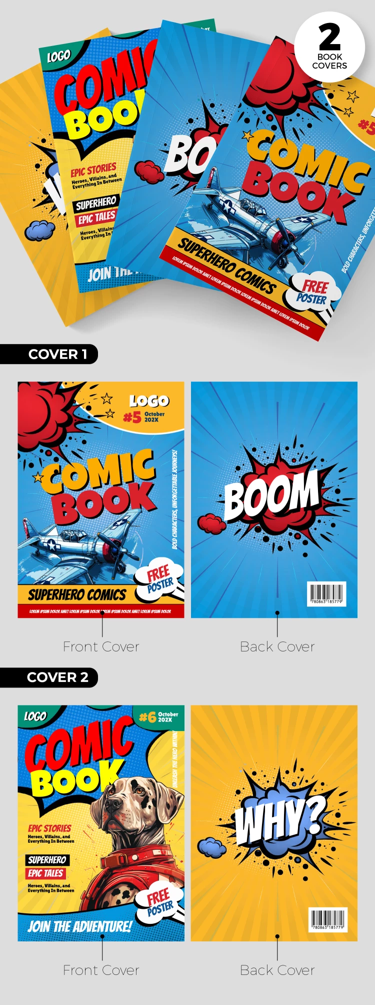 Bright Comic Book Cover - free Google Docs Template - 10068827