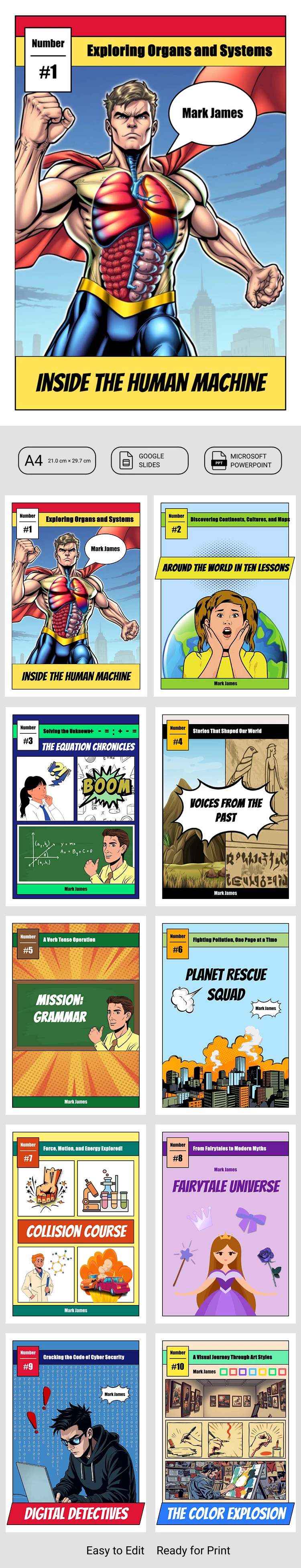 Comic Book Cover for School Project - free Google Docs Template - 10071564
