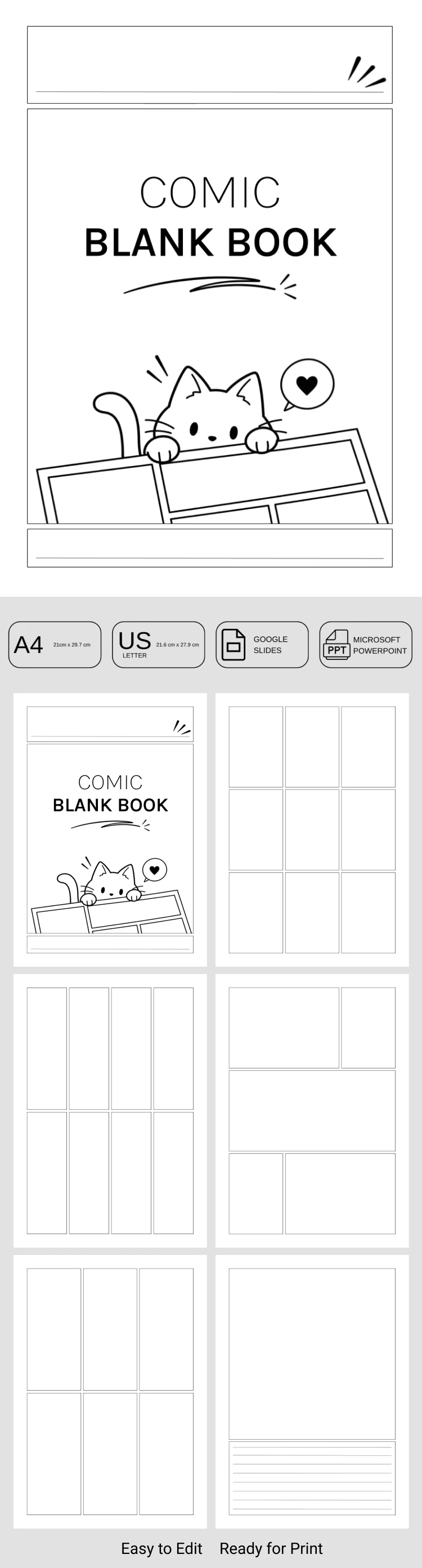 Preview of Comic Book Strip Template for Google Slides and Microsoft PowerPoint