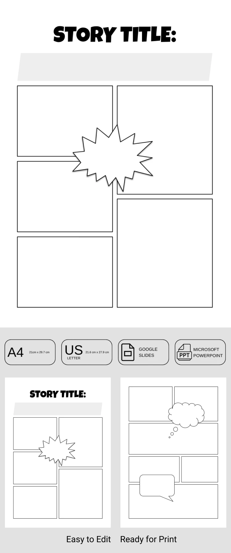Preview of Comic Book Template for Kids for Google Slides and Microsoft PowerPoint