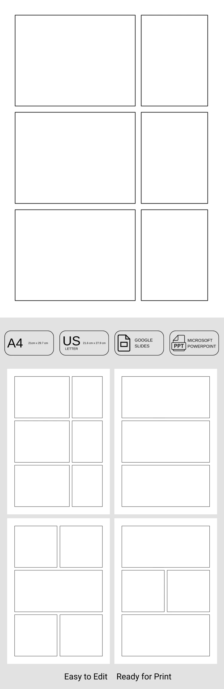 Vista previa de Plantilla de cómic con paneles predefinidos para Google Slides and Microsoft PowerPoint