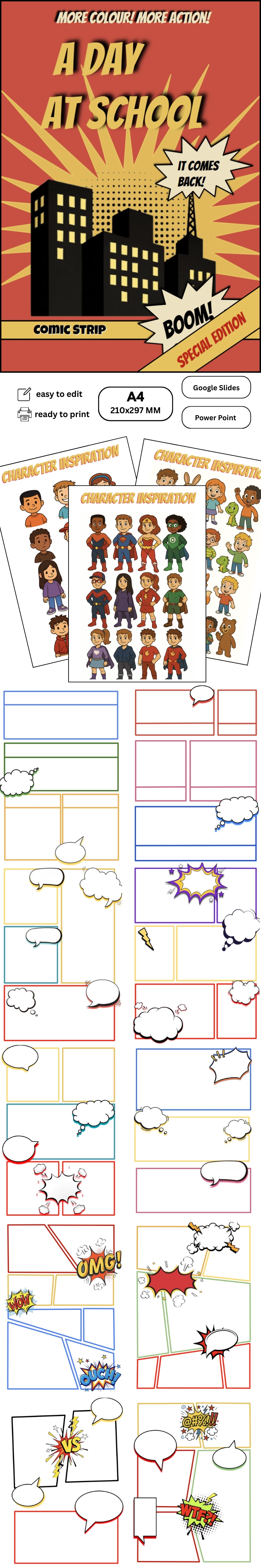 A Day At School Comic Strip Template - free Google Docs Template - 10071235 A Day At School Comic Strip Template - free Google Docs Template - 10071235