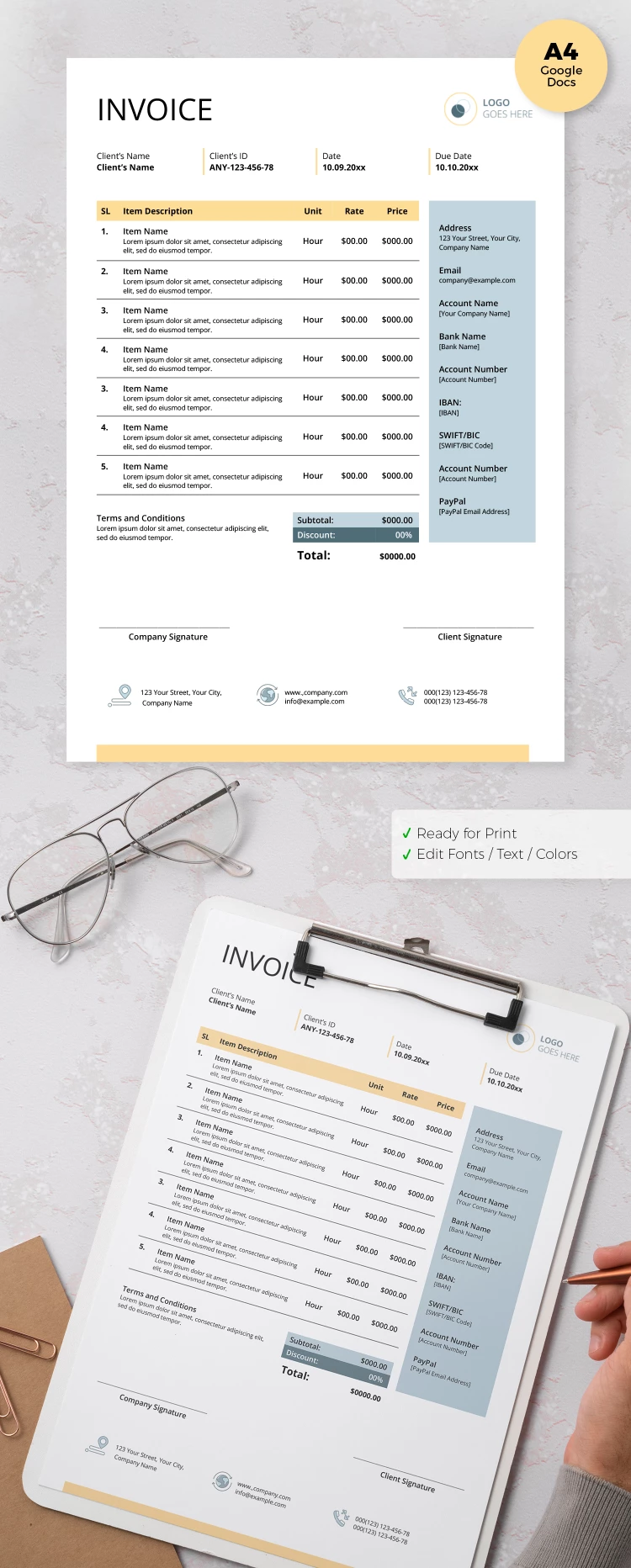 Commercial Invoice - free Google Docs Template - 10068977