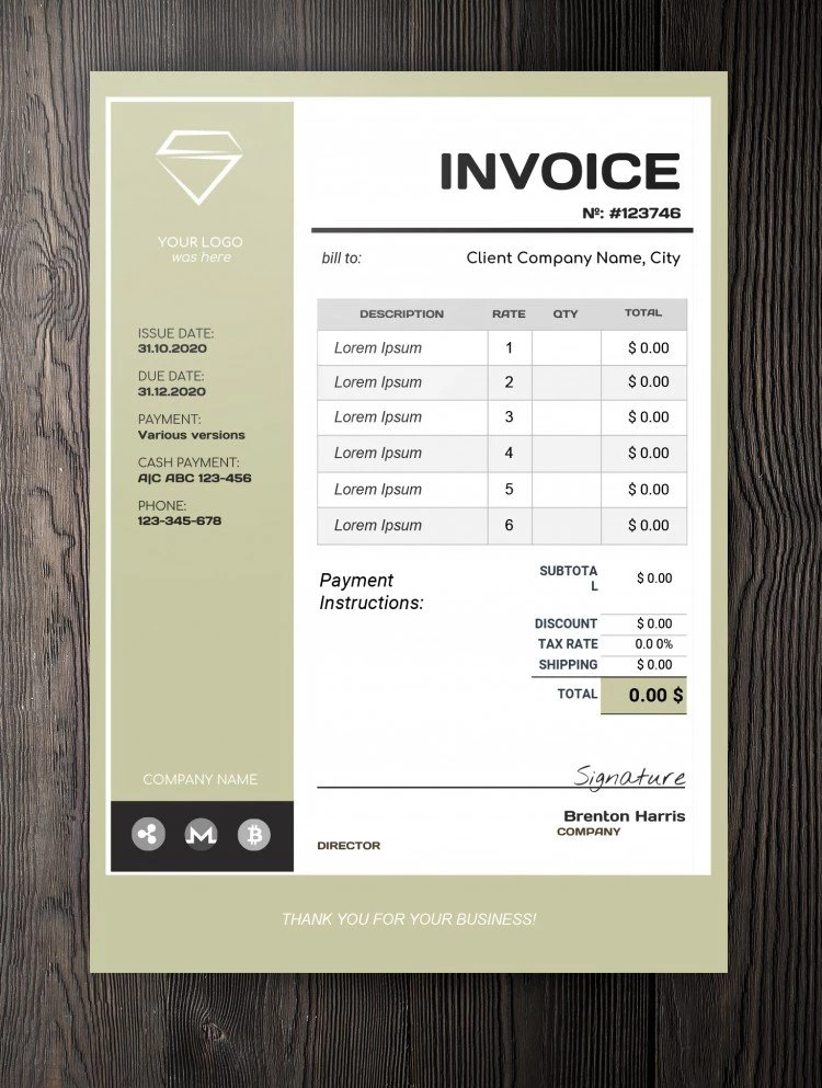 Well-Designed Company Invoice - free Google Docs Template - 10061557