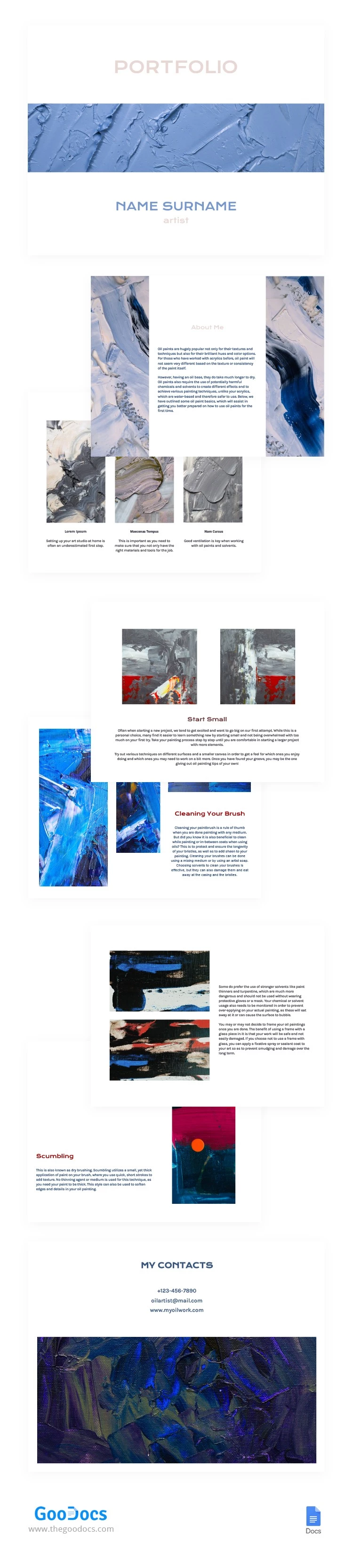 Portafolio Conciso del Artista - free Google Docs Template - 10062821