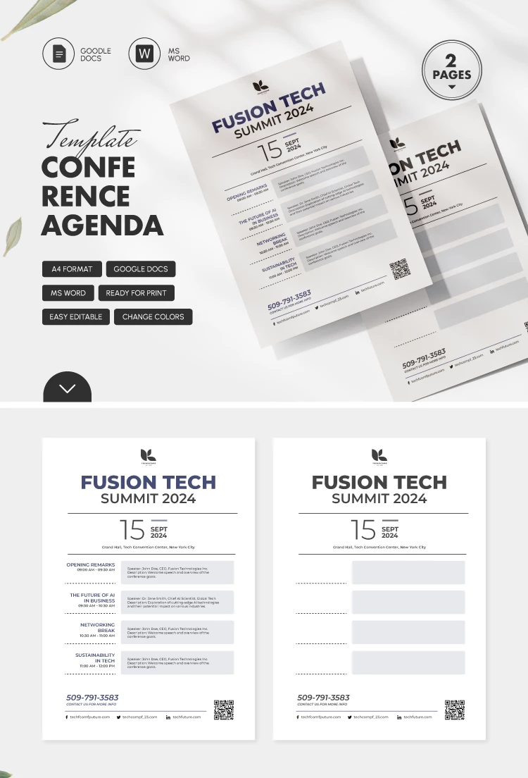 Agenda da Conferência - free Google Docs Template - 10069125