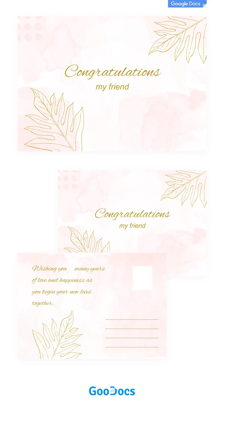 Congratulazioni Cartolina in acquerello - free Google Docs Template - 10062006