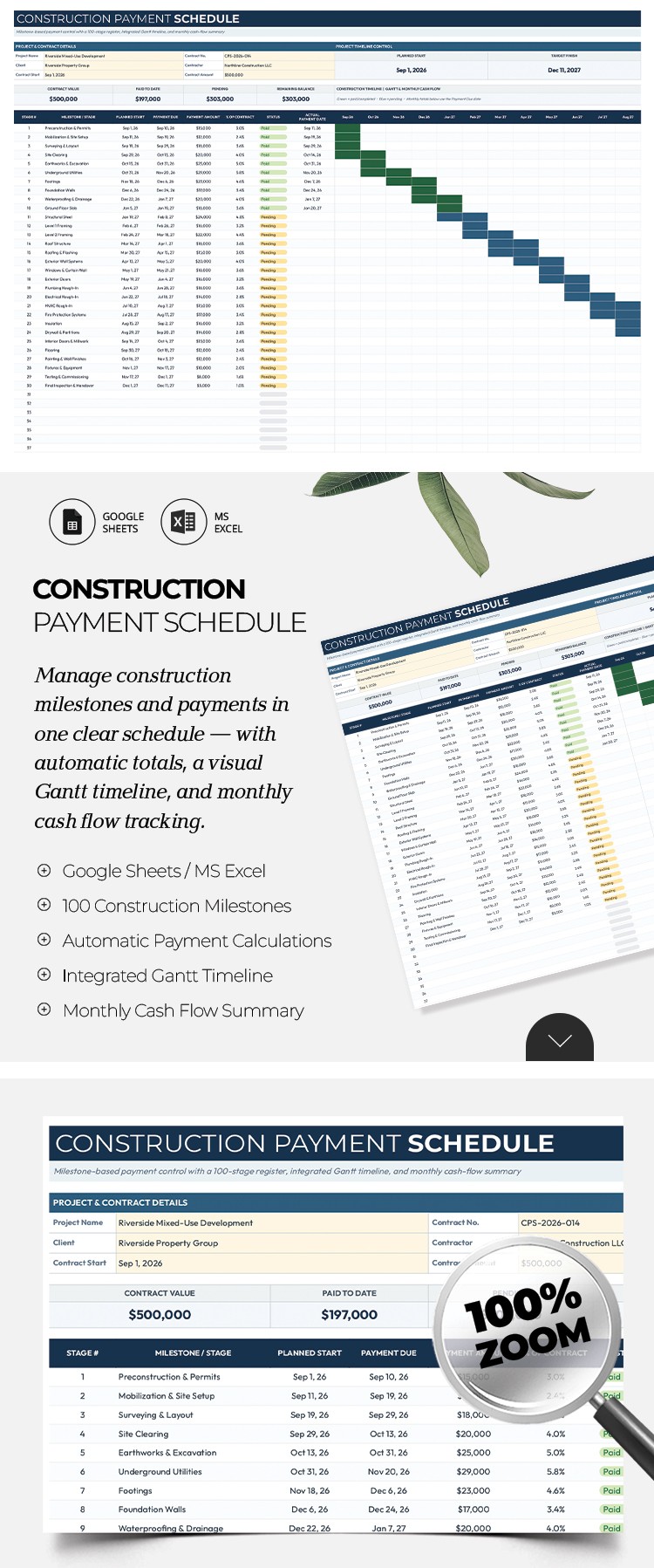 Free Construction Payment Schedule Template In Google Sheets