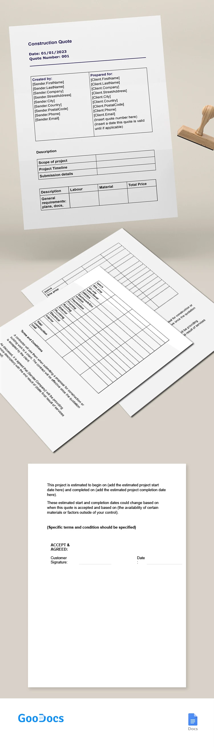 Construction Quote - free Google Docs Template - 10065549