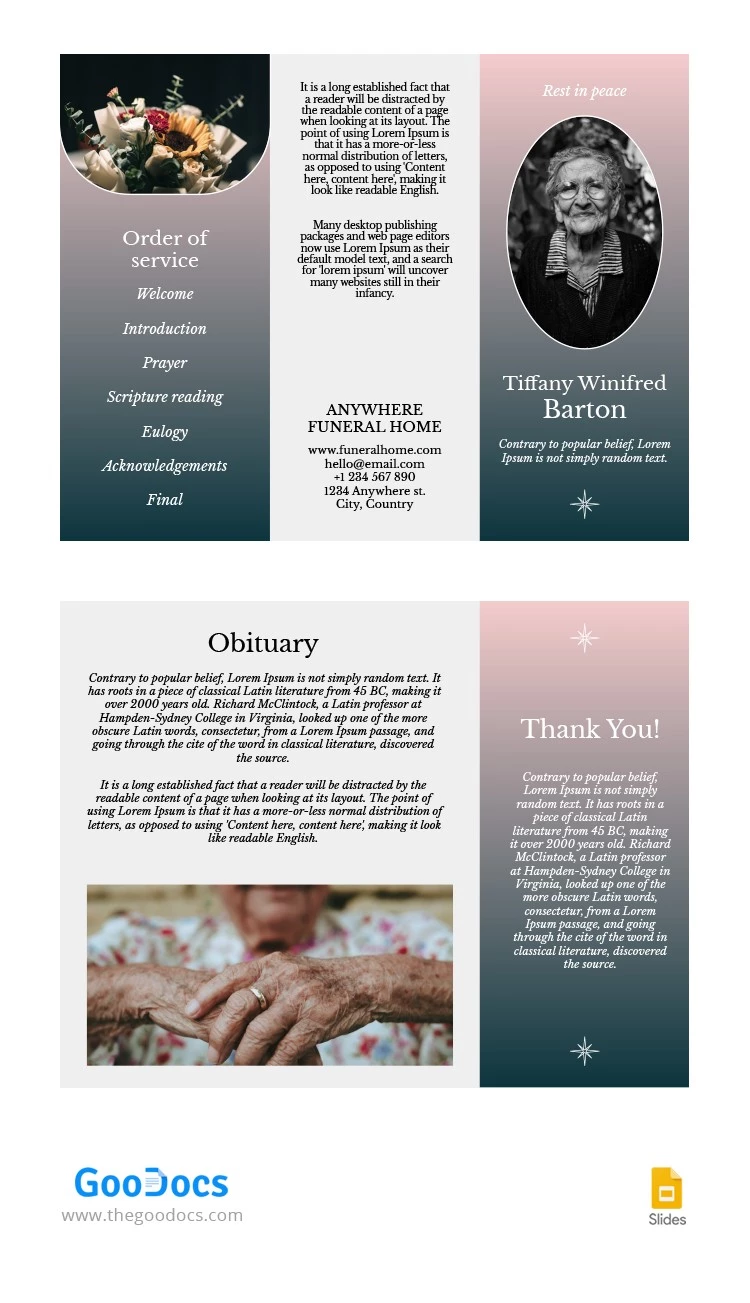 Folheto contemporâneo do funeral - free Google Docs Template - 10065118