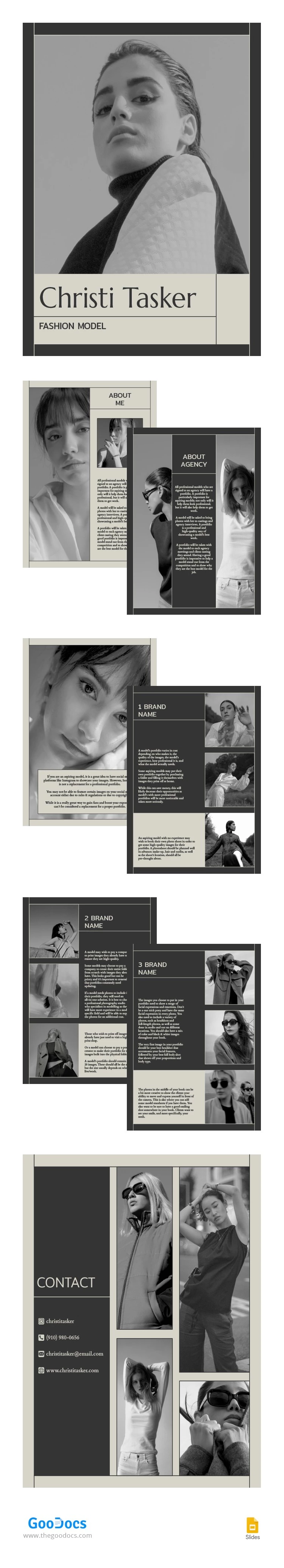 Contemporary Model Portfolio - free Google Docs Template - 10065042