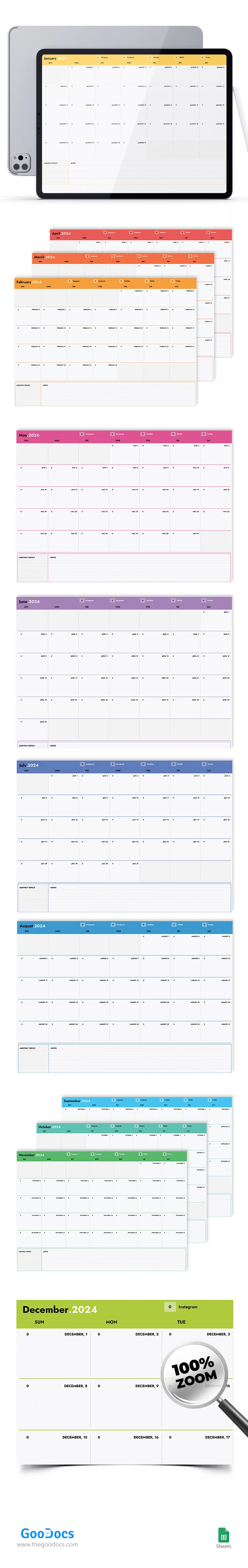 Content Calendar 2024 - free Google Docs Template - 10067787