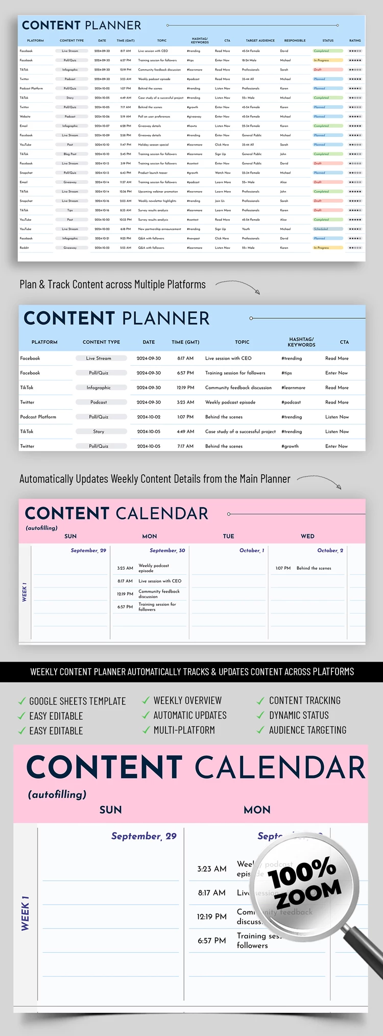 Structured Content Marketing Calendar - free Google Docs Template - 10069414