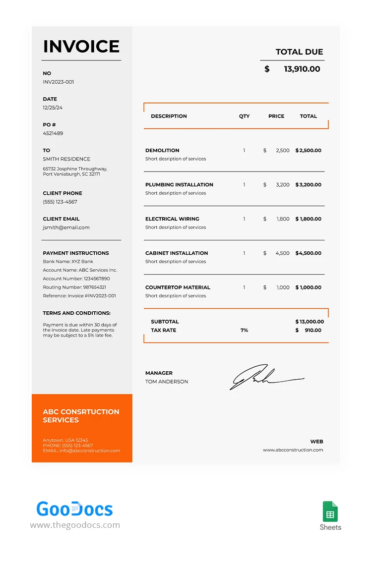 Contrasto Fattura Vuota - free Google Docs Template - 10067929