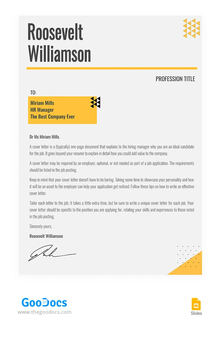 Lettre de motivation en contraste - free Google Docs Template - 10065526