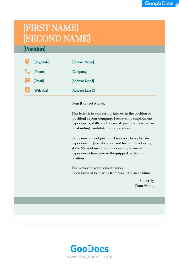 Lettre de motivation pratique - free Google Docs Template - 10062100