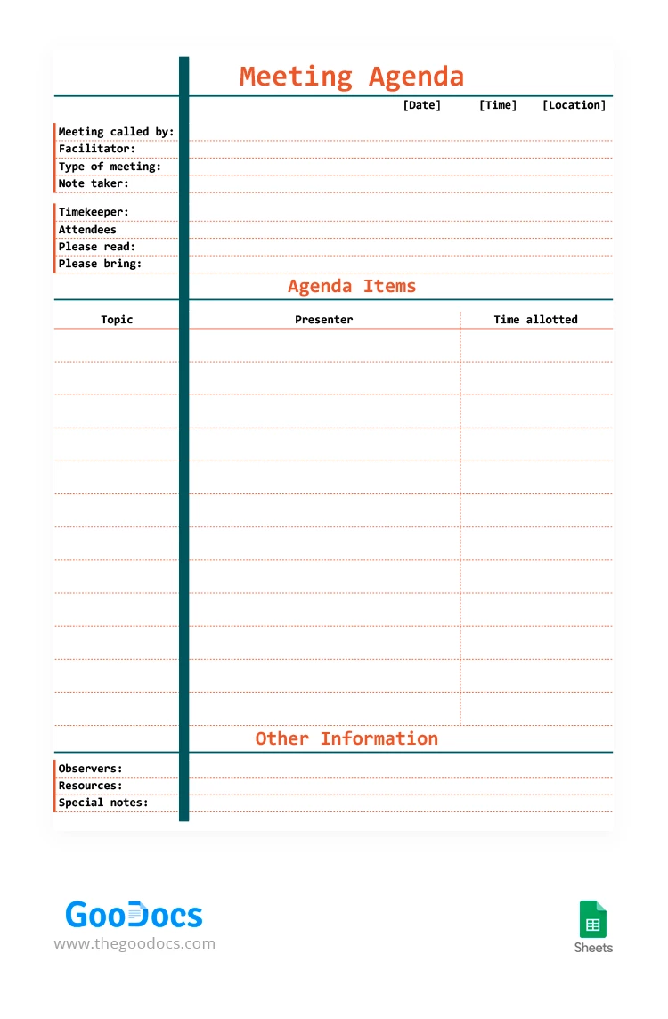 Agenda de Reunión Profesional Blanca Editable - free Google Docs Template - 10062340