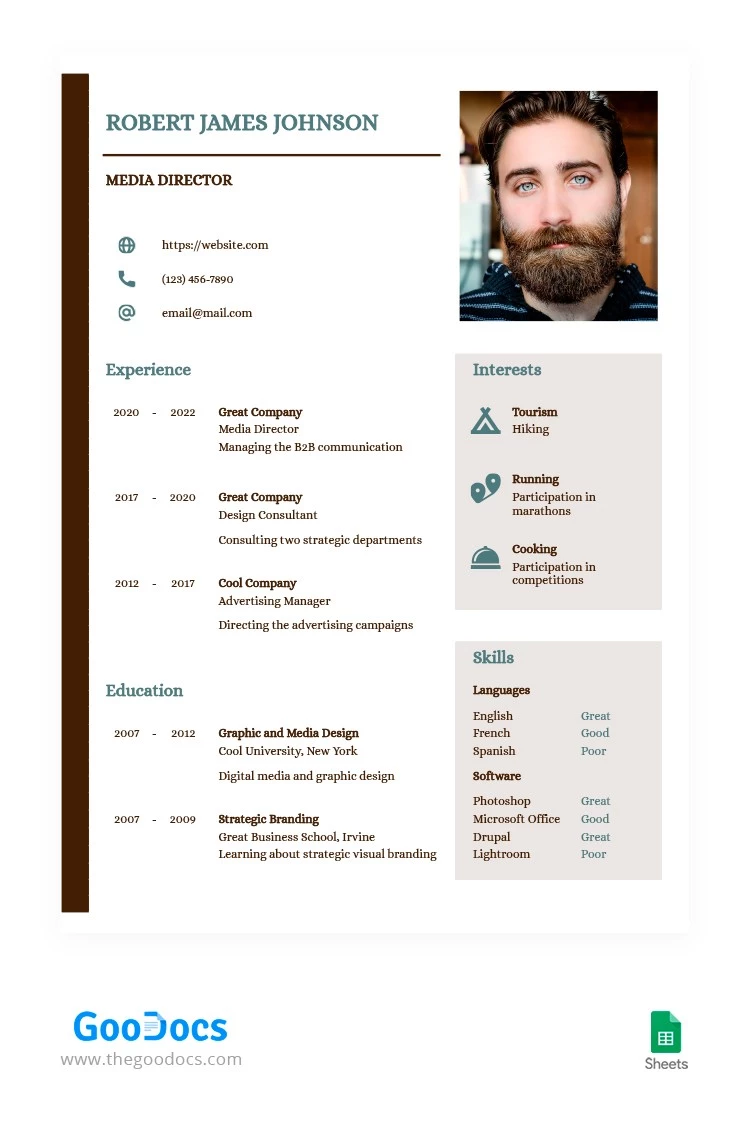 Modello di CV moderno e conveniente - free Google Docs Template - 10063730