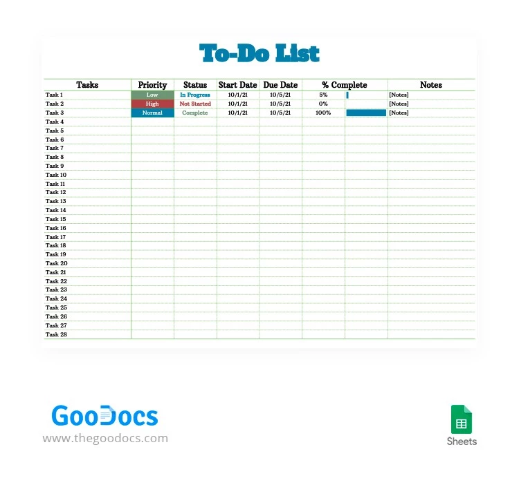 Bequeme To-Do-Liste - free Google Docs Template - 10062190