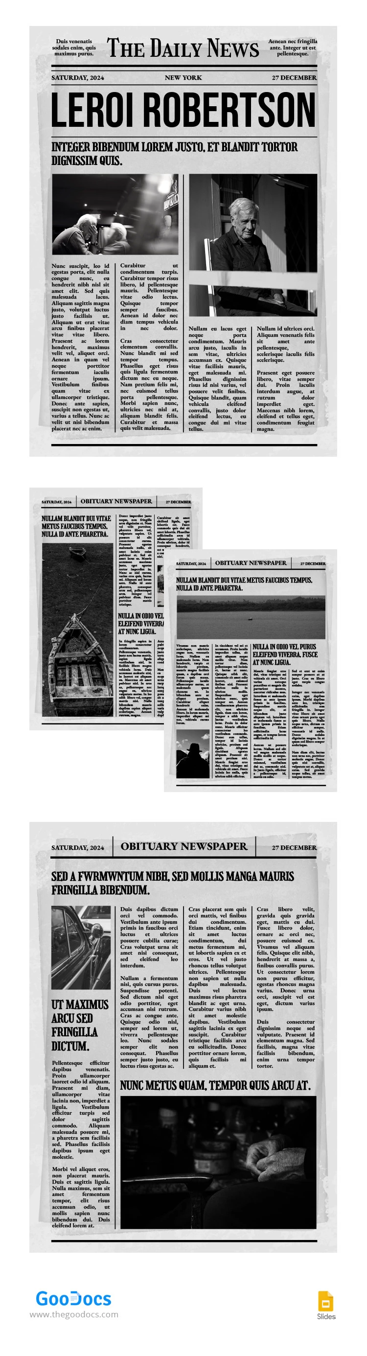 Obituario de periódico convencional. - free Google Docs Template - 10065481