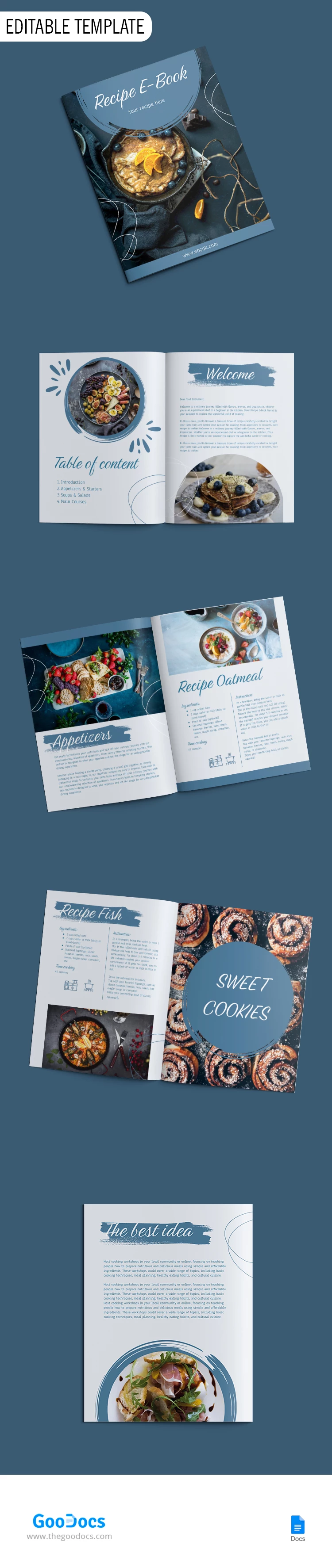 Libro di cucina blu - free Google Docs Template - 10068592