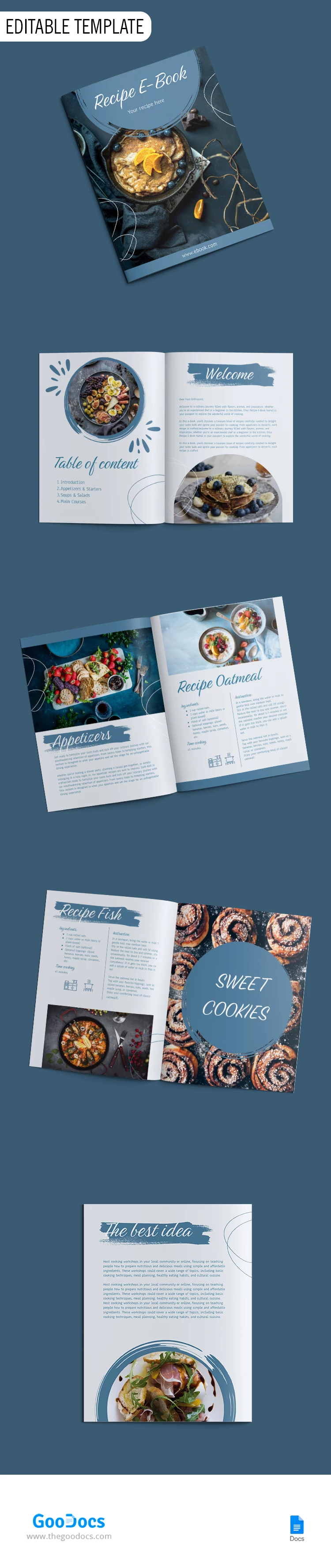 Livro de Receitas Azul - free Google Docs Template - 10068592