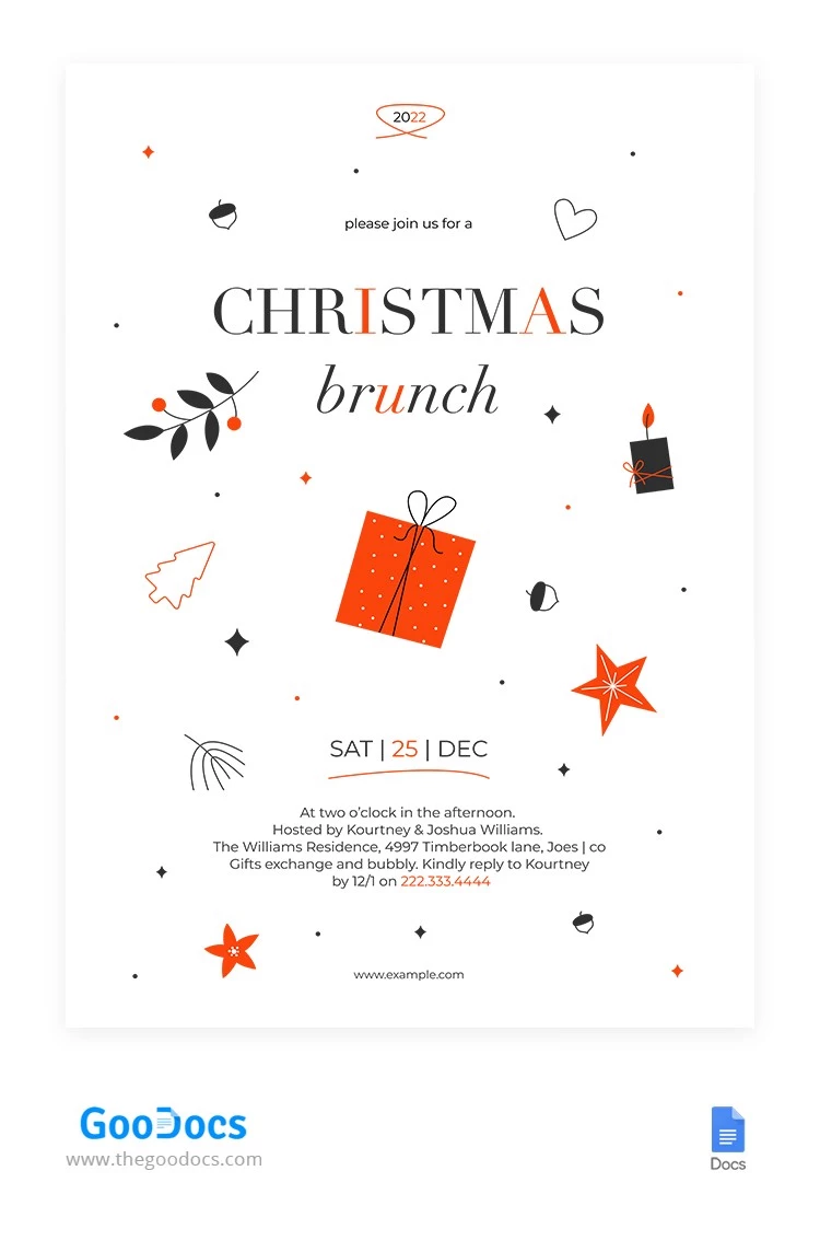 Invitación genial para el Brunch de Navidad - free Google Docs Template - 10065034