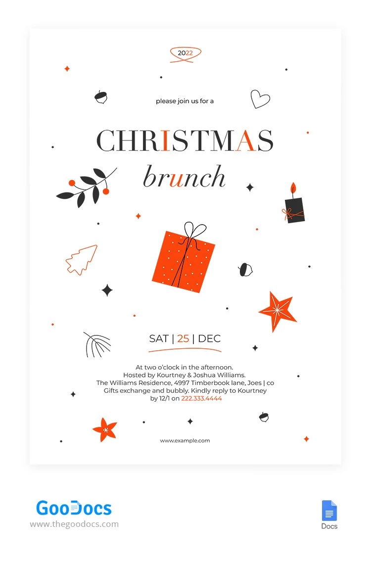 Convite Legal de Brunch de Natal - free Google Docs Template - 10065034