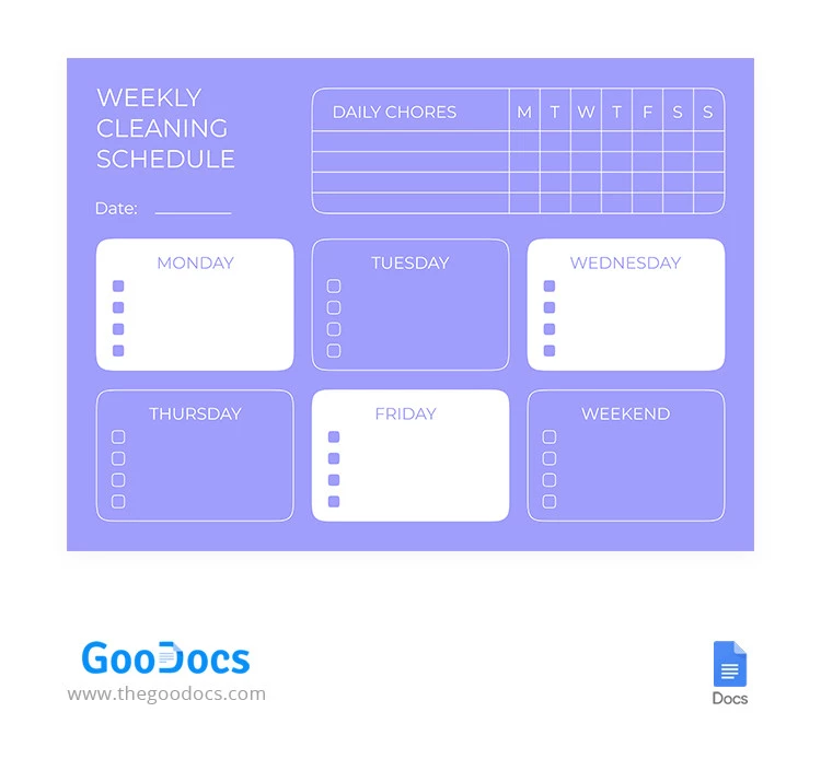 Cool Purple Cleaning Schedule - free Google Docs Template - 10065484