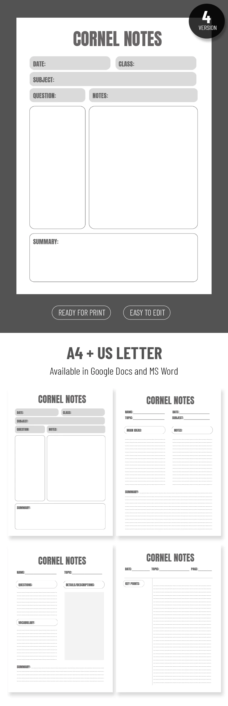 Notas de Cornell - free Google Docs Template - 10068699