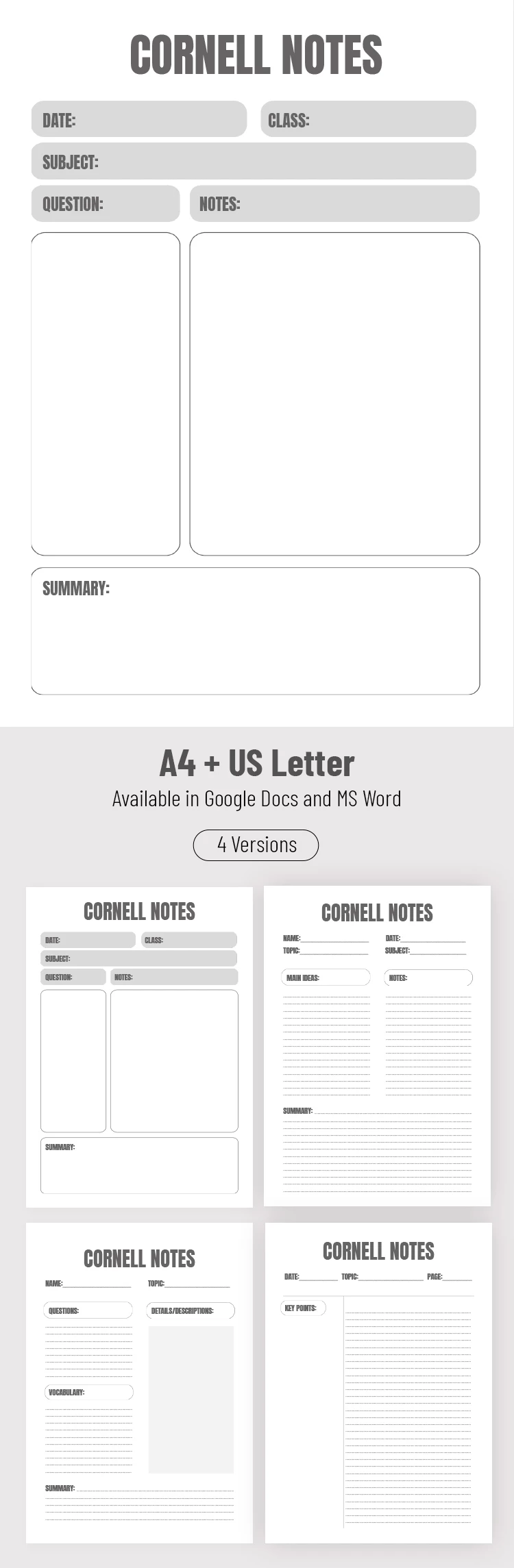Cornell Notes - free Google Docs Template - 10068699