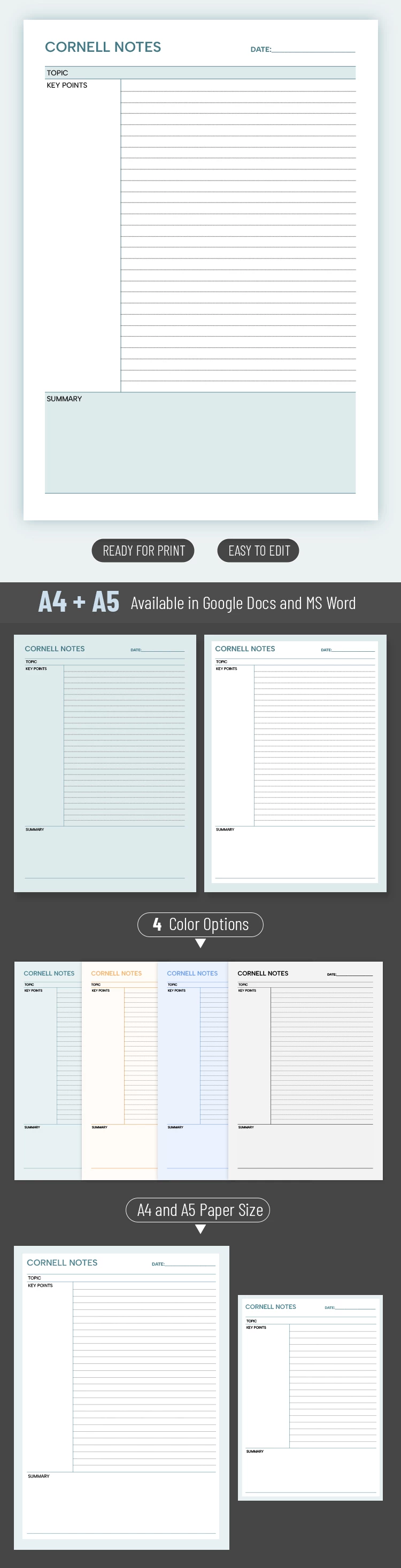 Cornell-Notiz - free Google Docs Template - 10069477