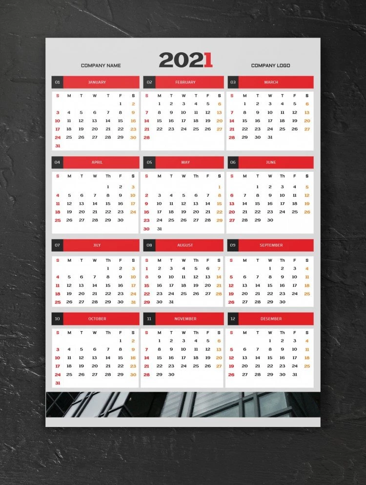 Corporate Calendar 2021 - free Google Docs Template - 10061624