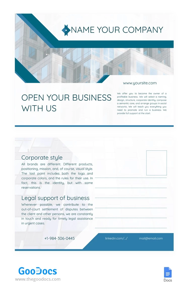 Postal corporativa - free Google Docs Template - 10062139