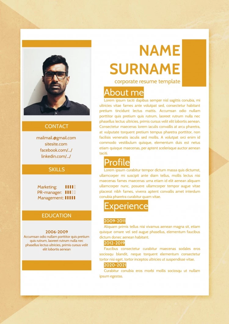 Corporate Resume - free Google Docs Template - 10061649