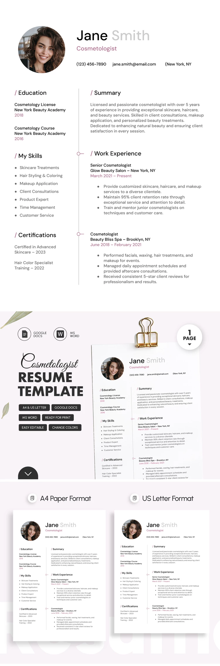 Kosmetologin Lebenslauf - free Google Docs Template - 10061772