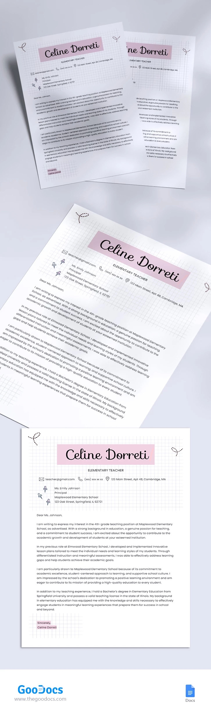 Cover Letter Teacher - free Google Docs Template - 10068291