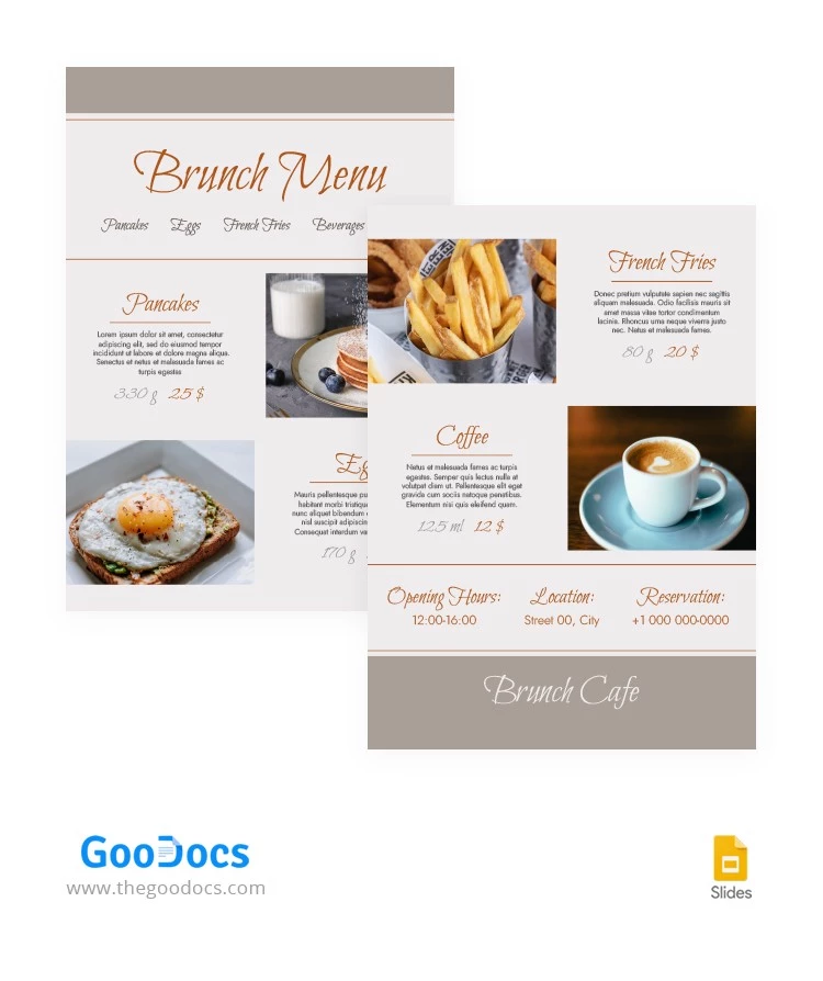舒适的早午餐菜单 - free Google Docs Template - 10063469